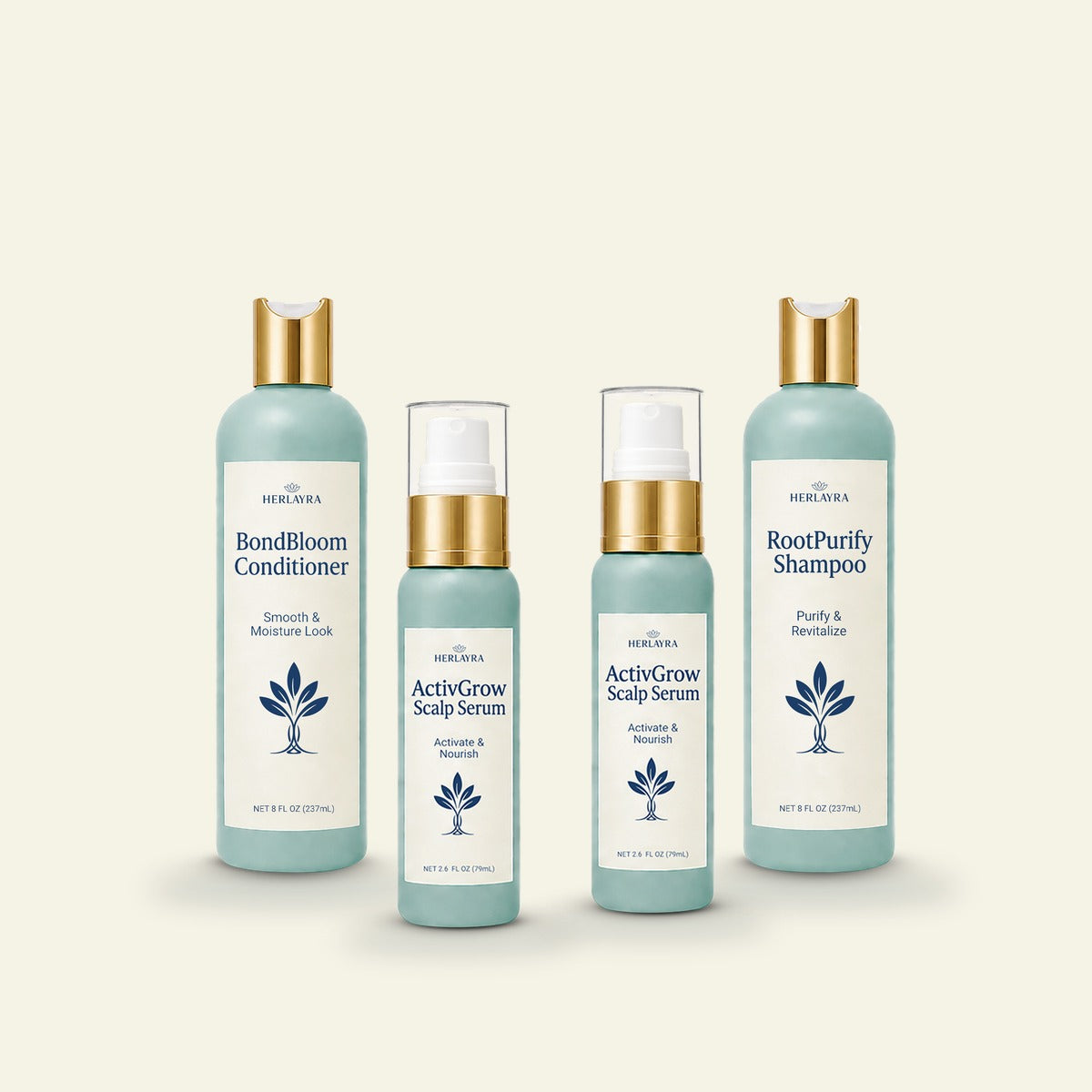 Two scalp serums plus full-size 237 ml shampoo and conditioner