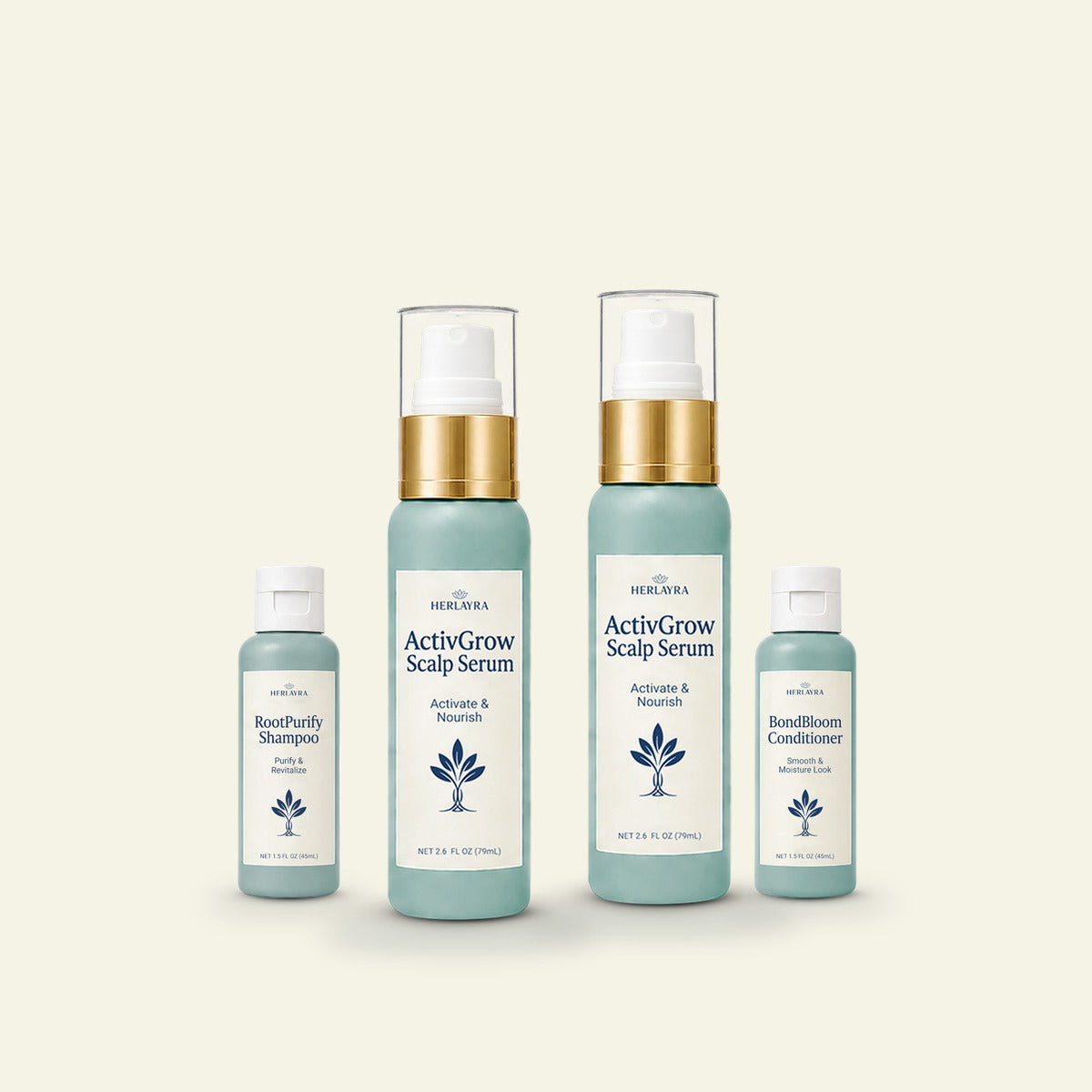 Two scalp serums plus a 45 ml mini shampoo and mini conditioner